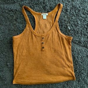 Bozzolo Ribbed Orange Cropped Racerback Tank Top with Buttons Size L